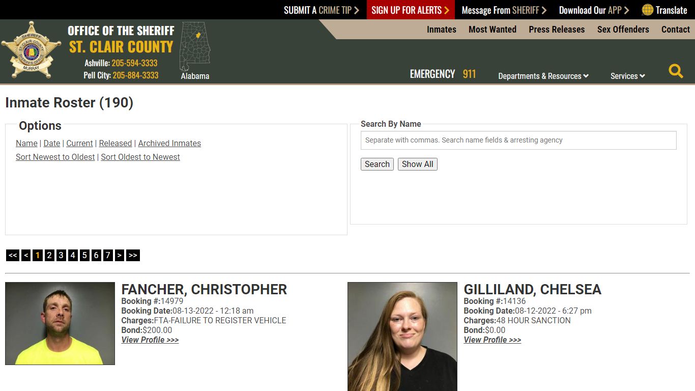 Inmate Roster - St. Clair County Sheriff's Office